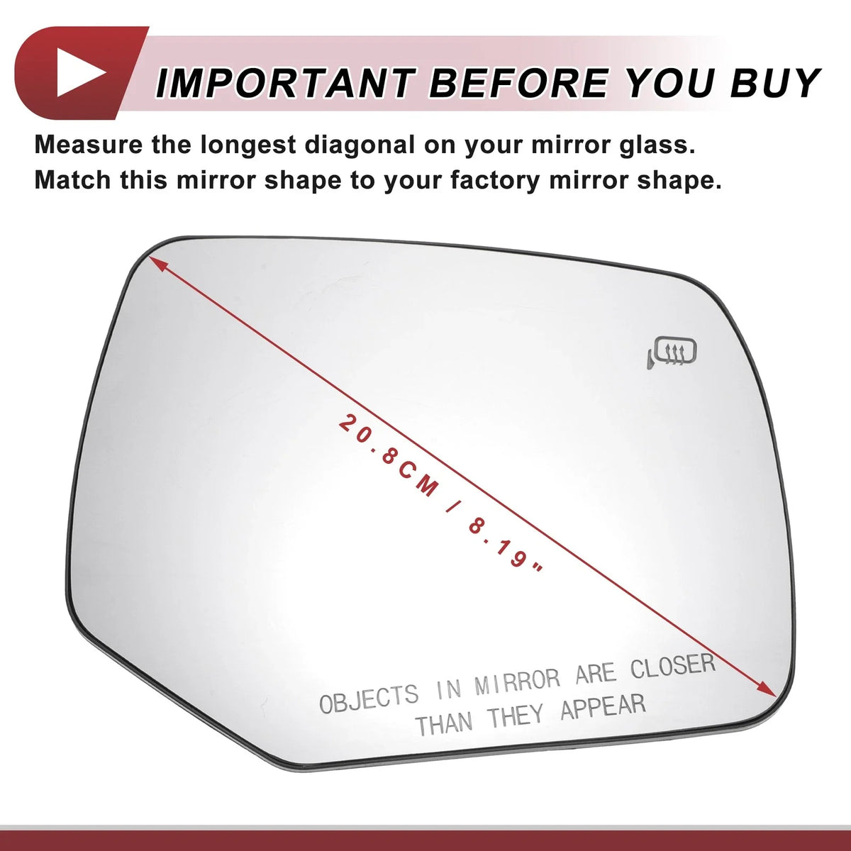 Heated Right Passenger Side Mirror Glass for Ford Escape (2008–2012)