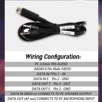 6-Pin Mini DIN Male Plug Cable for Yaesu FT8, FT4, FT-897, FT-857, FT-891