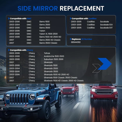 Heated Signal Mirror Glass for Chevrolet Silverado/Sierra/Tahoe (2003–2007)