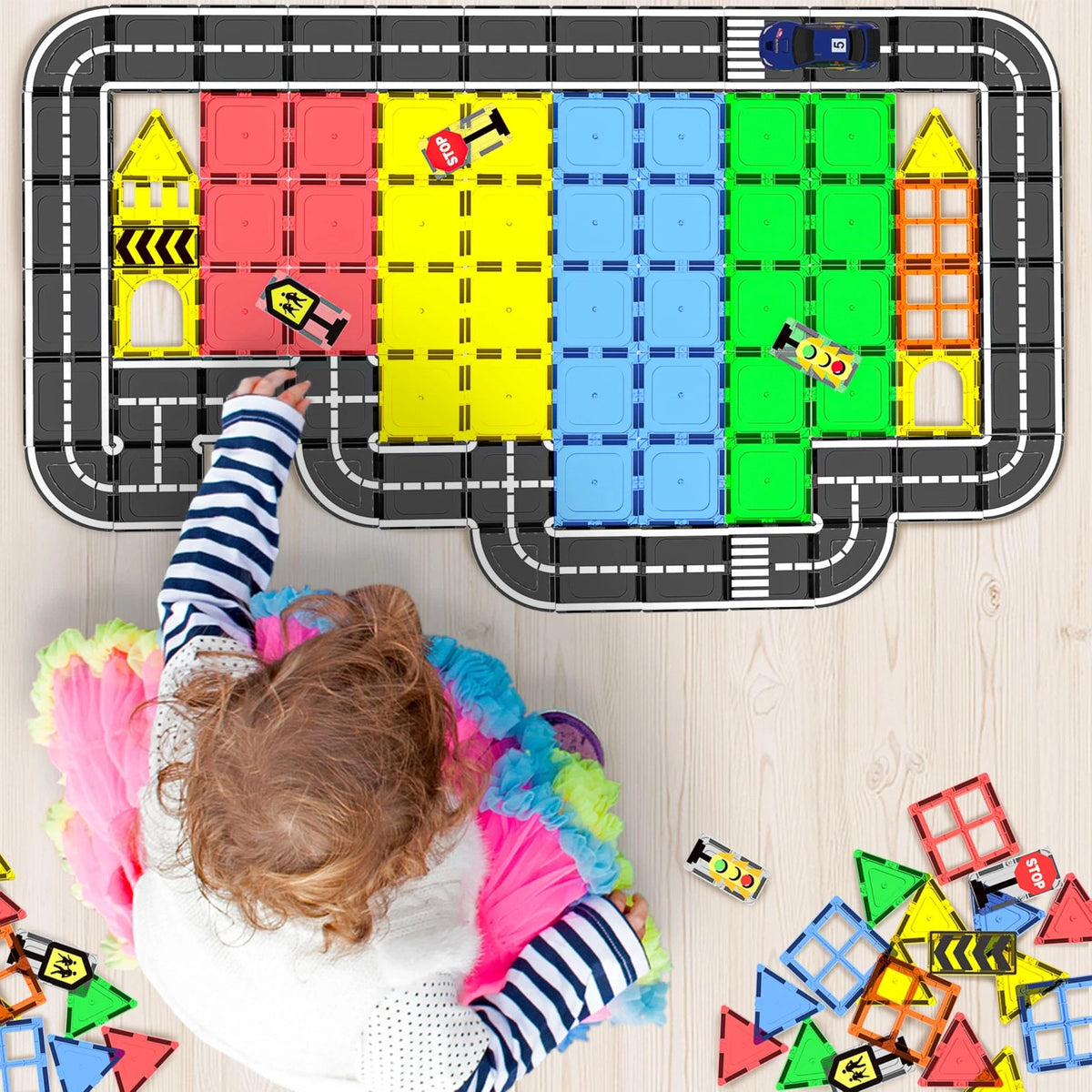 Magnetic Tiles Road Set for Building Large Structures