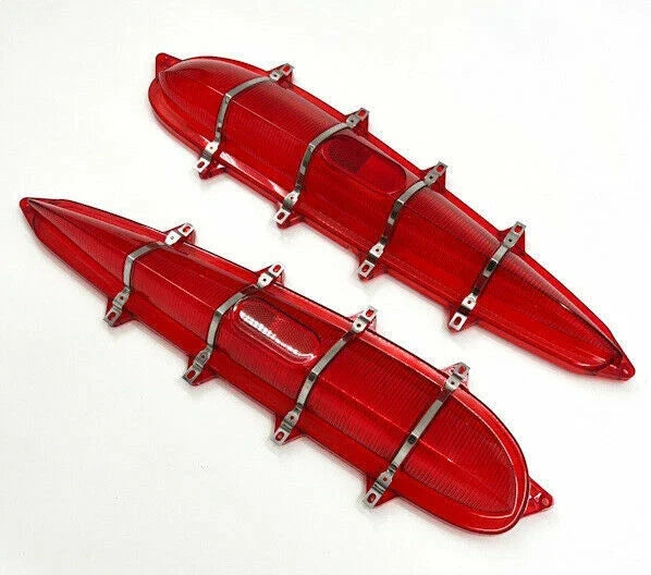 Tail Light Lenses with Trim Bars Replacement for 1959 Chevy Impala Bel Air