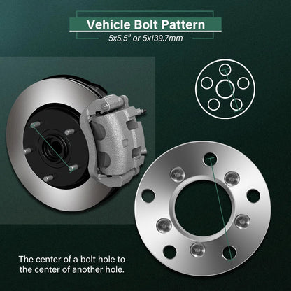 2X Wheel Adapters 5x5.5 to 5x4.5 for Ford F-150, Dodge Ram 1500