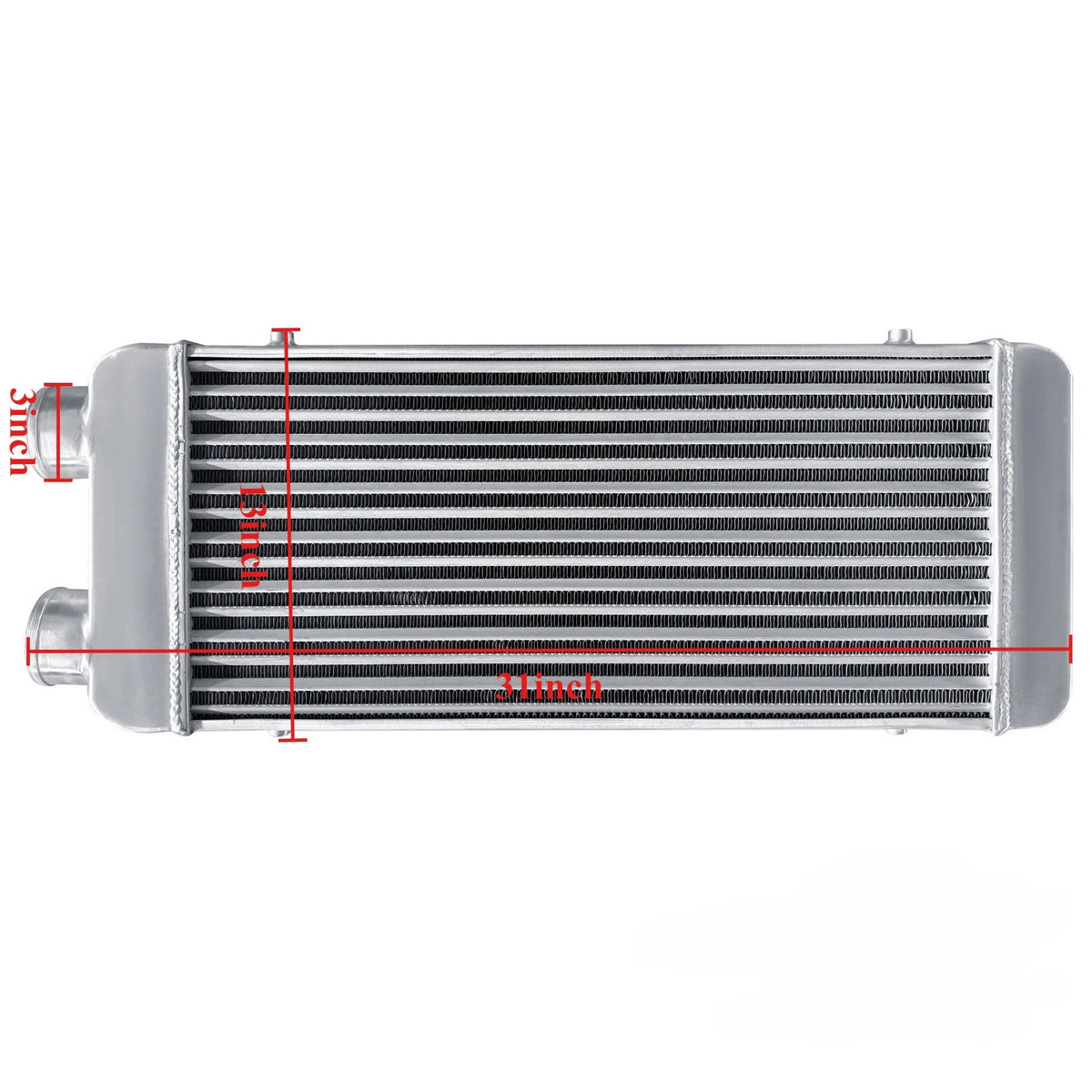 31" x 13" x 3" Turbo Full Aluminum Intercooler - Same Side In/Outs
