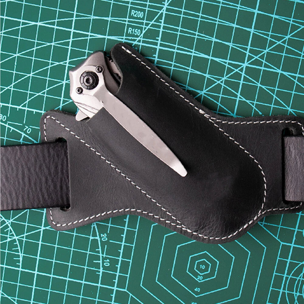Folding Blade Knife Sheath for Pocket Tools (1pc) Black Leather