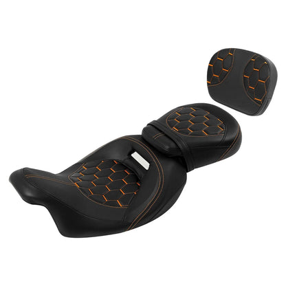 Seat Backrest Pad Set for Harley Street Glide (2009–2023) - Black Orange