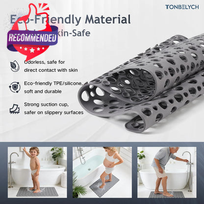 Non-Slip Bathtub Mat 30" x 17" Extra Thick Safety Pad - Grey