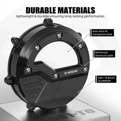NICECNC Billet Clear Clutch Cover for KTM 990 Adventure/R/S, 990 SMR, 990 SMT (2006–2016)