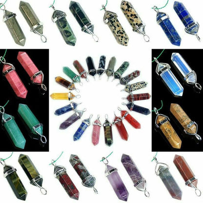 64PCS Chakra Quartz Healing Glass Pendant Necklace DIY Decoration