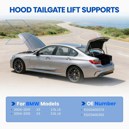Set of 4 Hood Tailgate Lift Support Gas Shock Struts for BMW X3 (2004–2010)