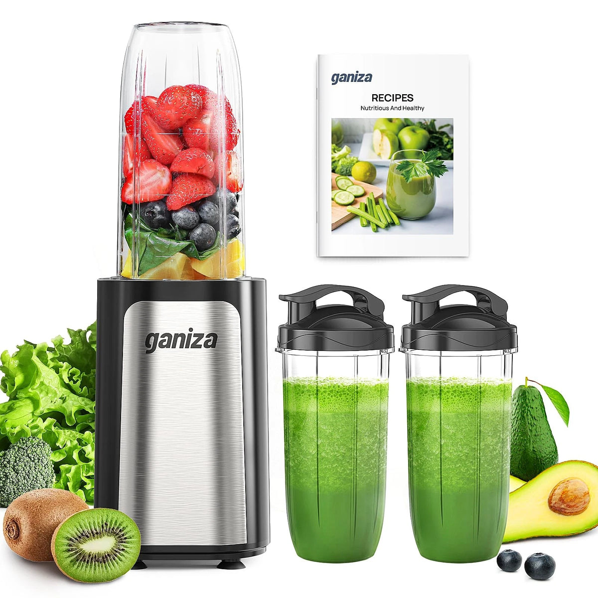 14-Pc Blender Set for Smoothies - Black Silver