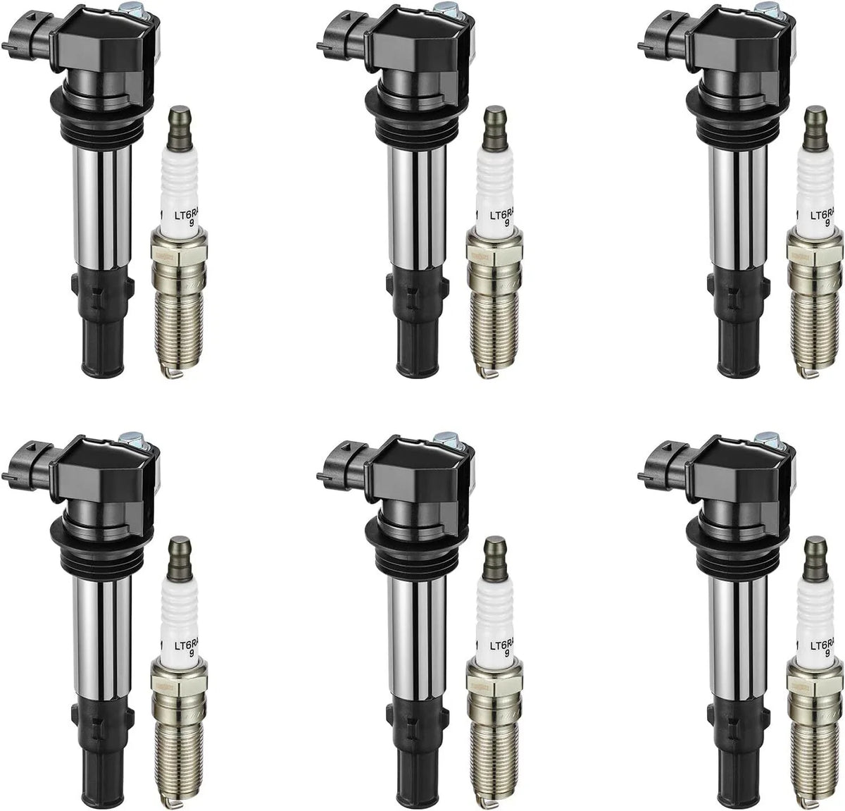 Set of 6 Ignition Coils and Iridium Spark Plugs for Buick Cadillac GMC Saturn