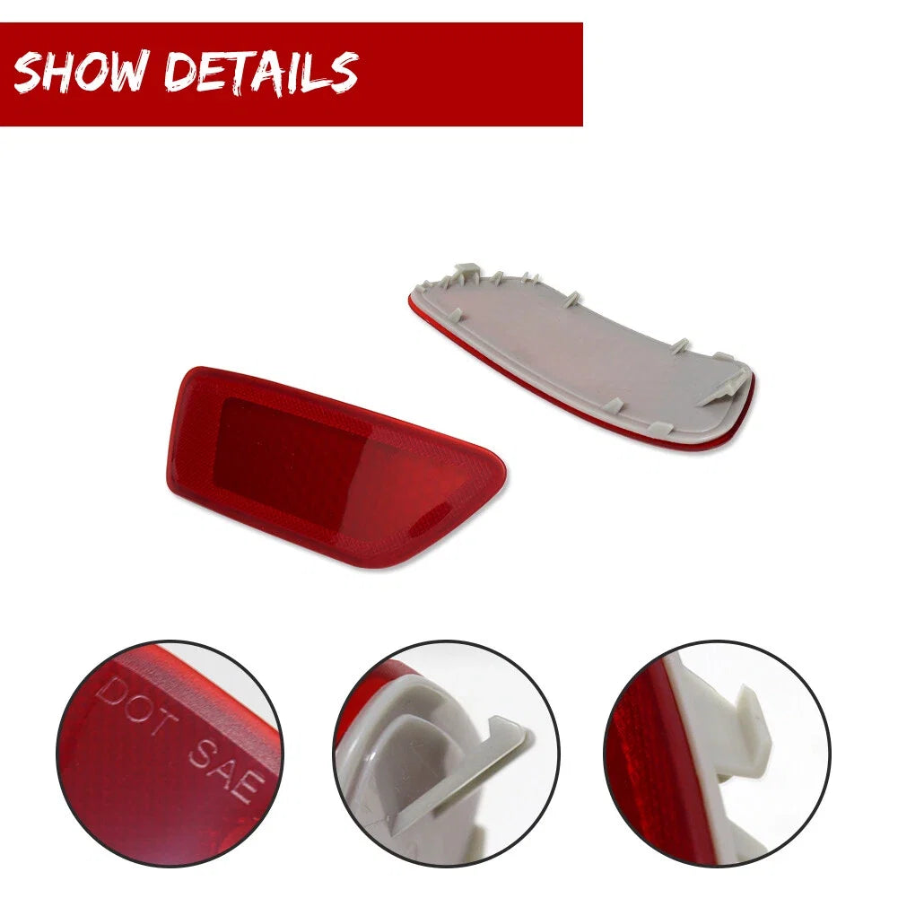 2X Red Lens Rear Bumper Reflectors for Jeep Grand Cherokee (2011–2020)
