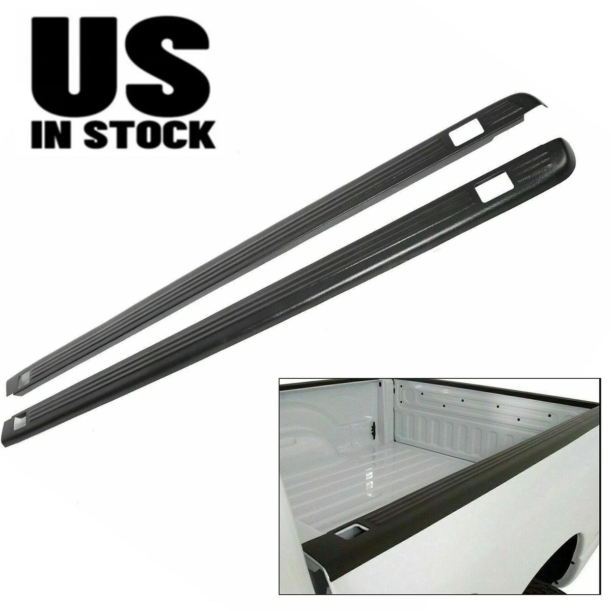 Black Bed Rail Caps for Chevy Silverado / GMC Sierra 1999–2006 6'6" Bed 7201151