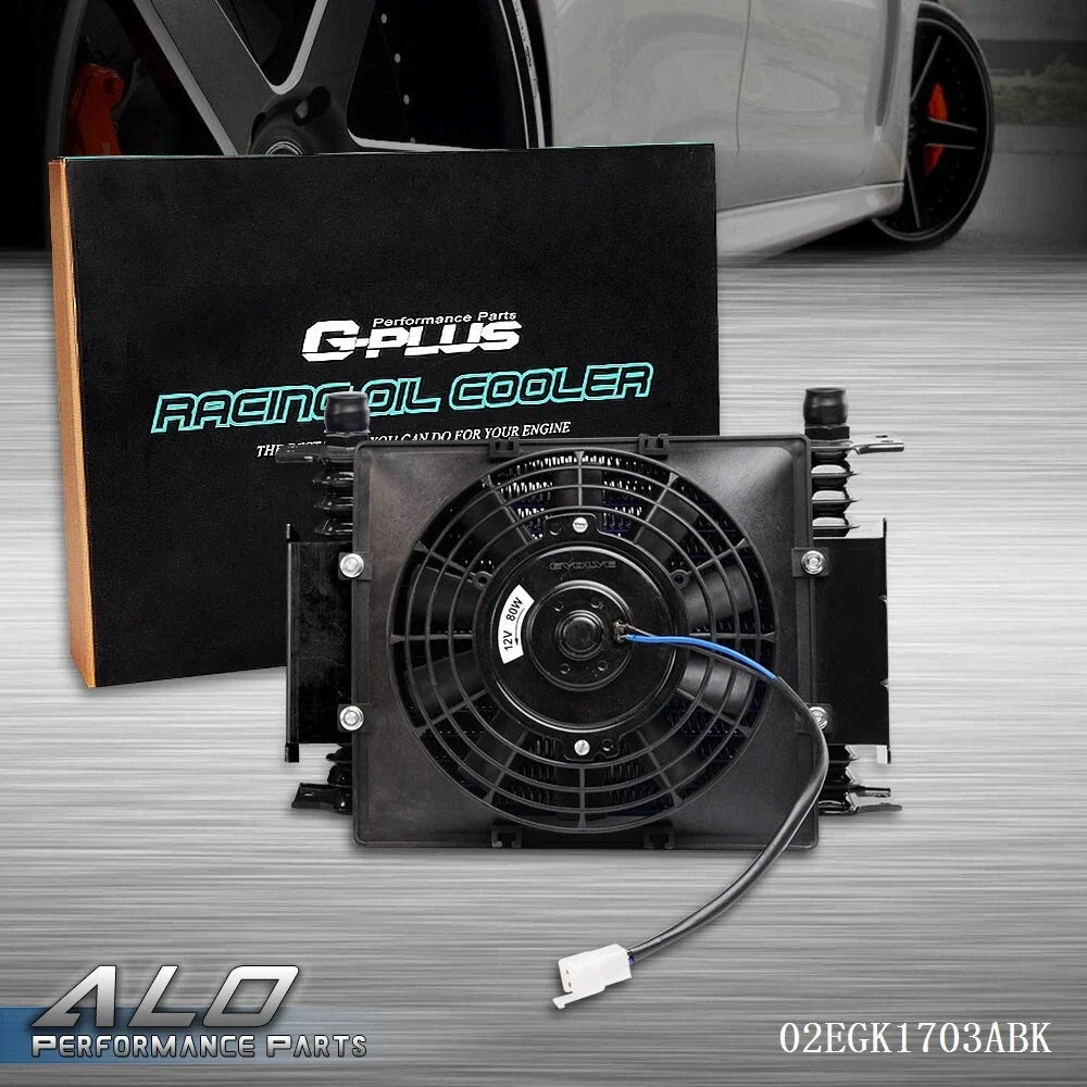 15 Row 10AN Aluminum Transmission Oil Cooler with 7" Cooling Fan