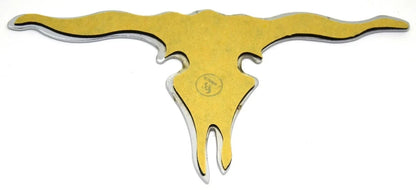 Cutout Longhorn Steer Skull Chrome Steel Tape Mount for Automotive (90223)