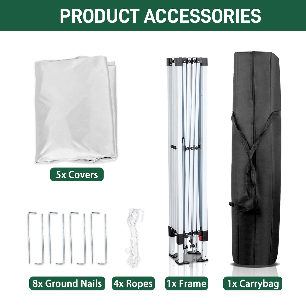 6.5' x 6.5' EZ Pop Up Gazebo Canopy Tent for Garden (No Part Numbers)