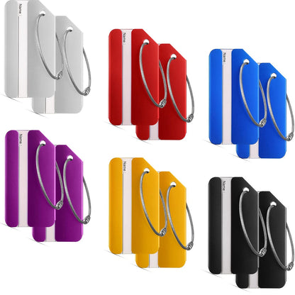 Set of 12 Luggage Tags - Red, Silver, Black, Blue, Purple, Gold