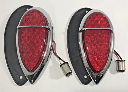 Tear Drop LED Tail Lights Pair with Gaskets for 1938–1939 Lincoln Zephyr