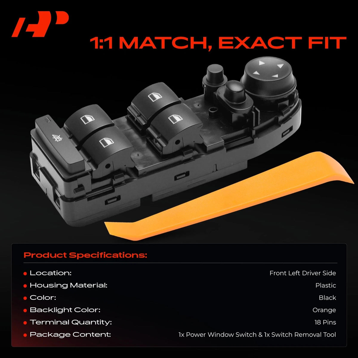 Front Left Power Window Switch for BMW X5 X6 (2007–2014) 61319122121, 61319218044, 61319122117