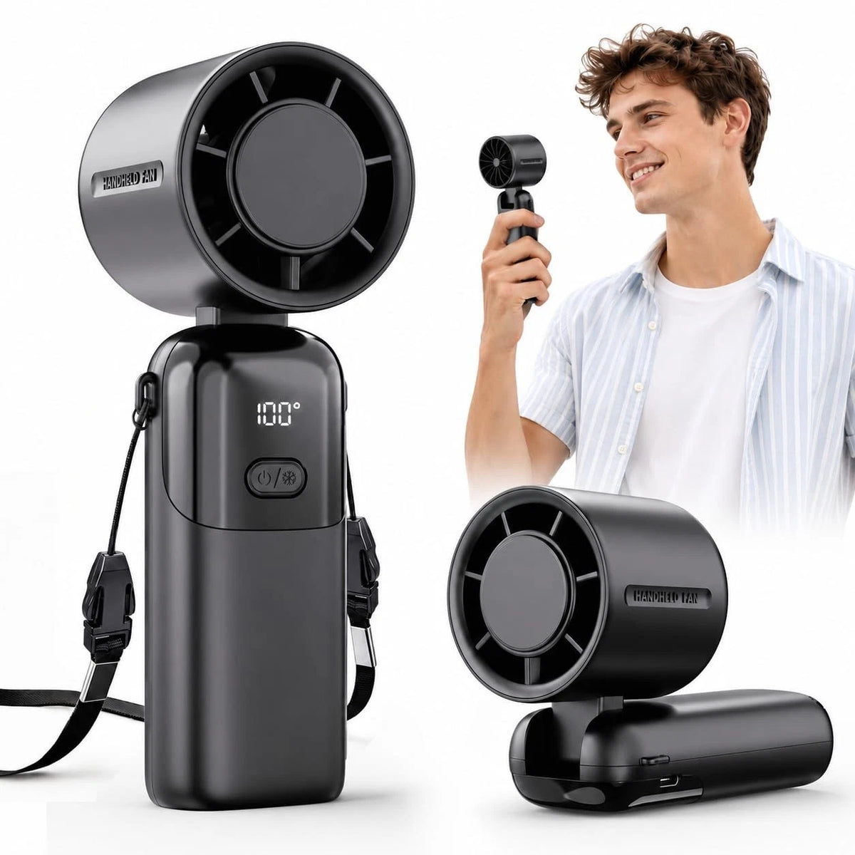 Portable Handheld Turbo Fan for Mini Pocket Use (5000mAh, USB-C Rechargeable)
