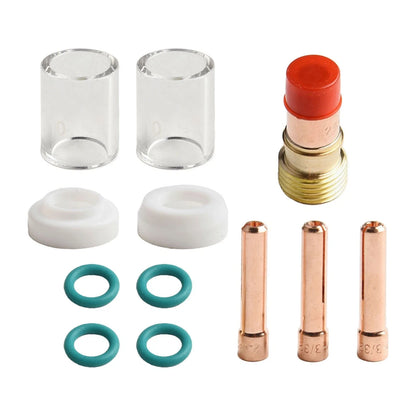 Tig Welding Torch Gas Lens Glass Cup Kit 12Pcs for Wp 17/18/26
