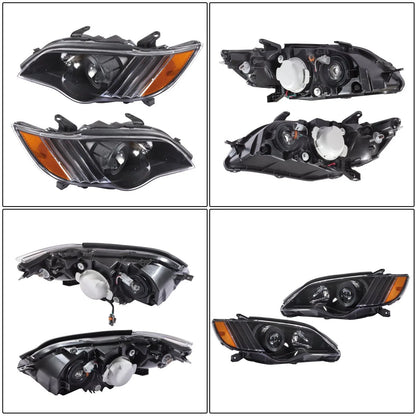 Halogen Headlight Assembly Set of 2 for Subaru Legacy (2008–2009) Black Housing