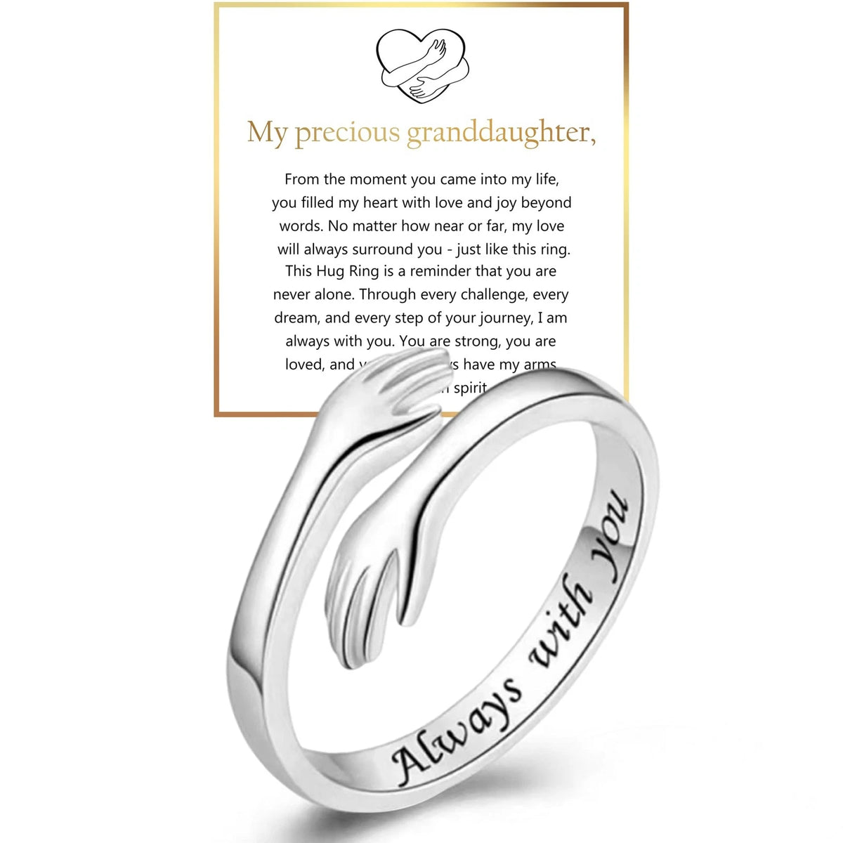 Adjustable Hug Ring for Granddaughter - S925 Sterling Silver
