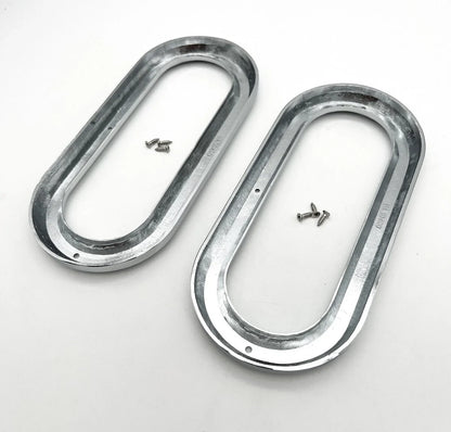 Chrome Semi Truck Trailer Light Bezels for 6 Inch Oval Lights (Qty 1)