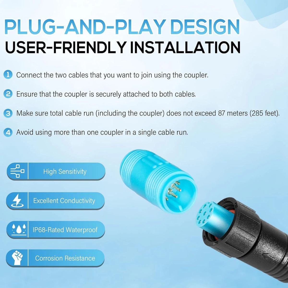 Marine Network Cable Coupler for Garmin BlueNet (010-12531-00)