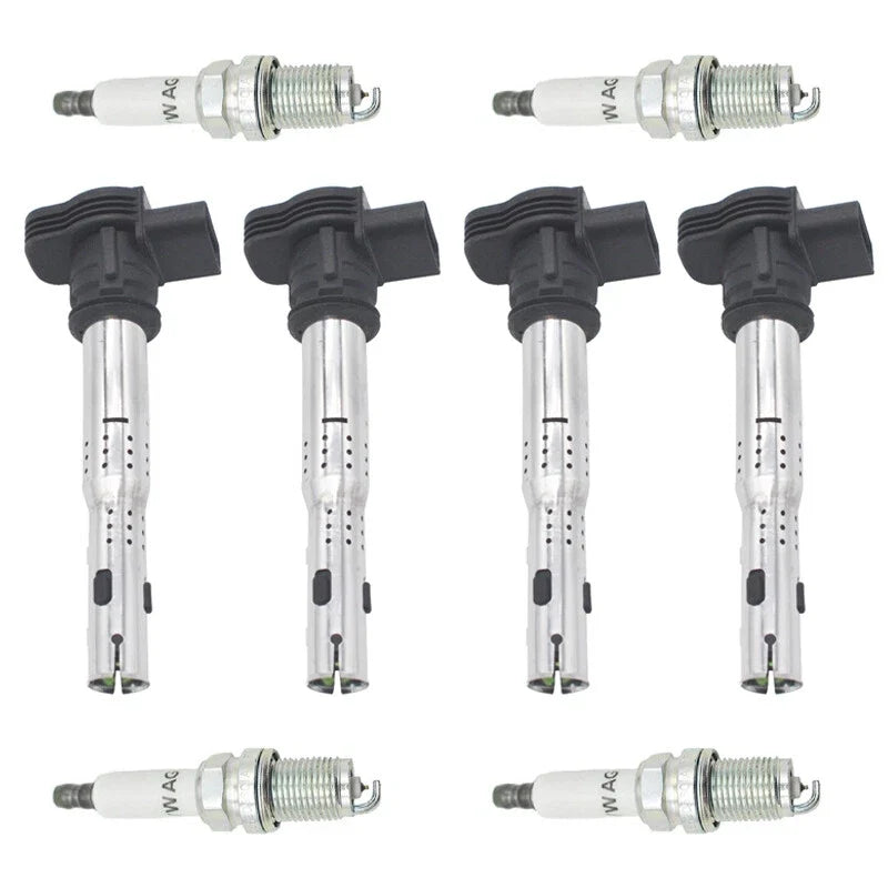 Set of 4 Ignition Coils + 4 Spark Plugs for VW Audi 1.8L 2.0L (2005–2016) UF575 UF529