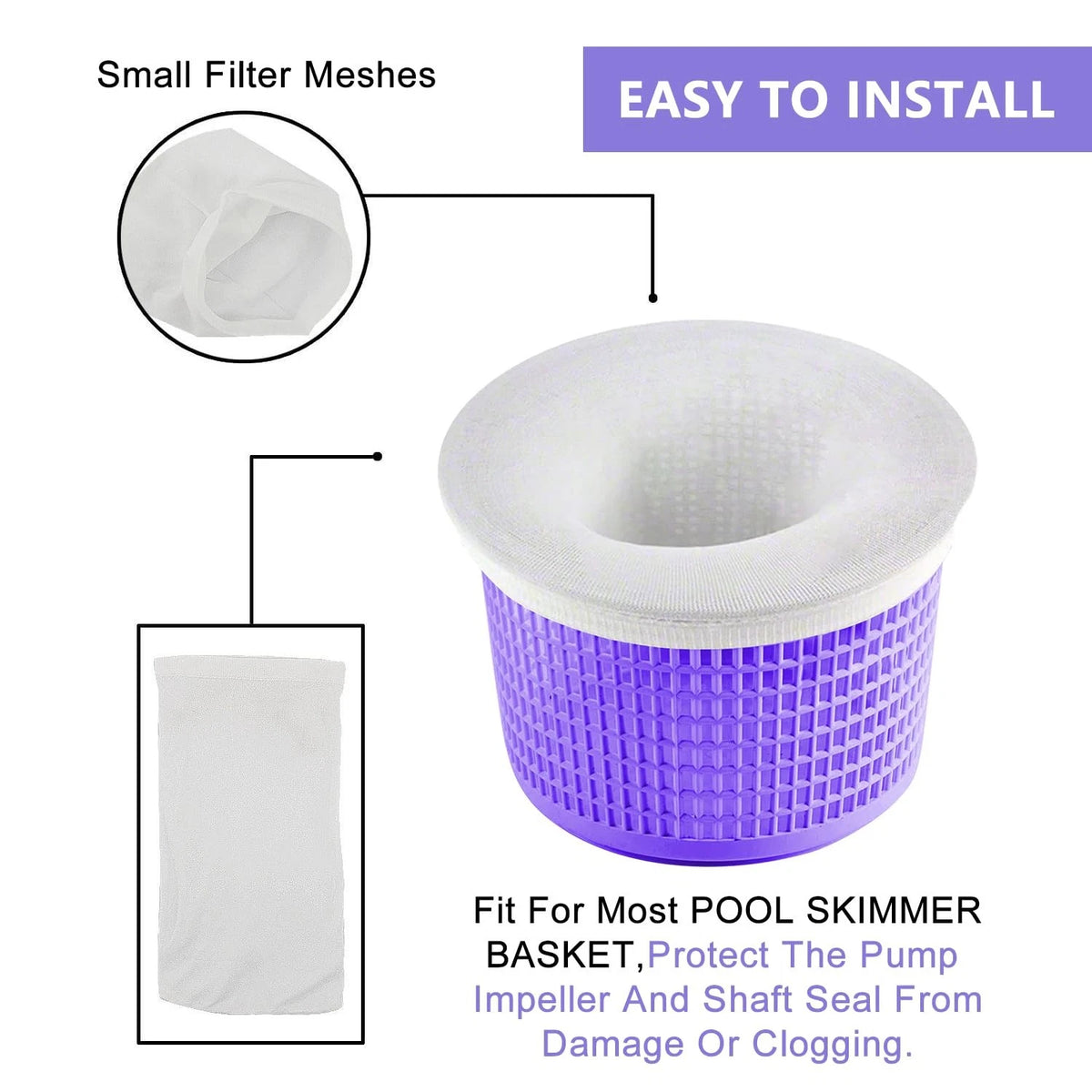 30-Pack Pool Skimmer Socks for Filters Baskets, Skimmers