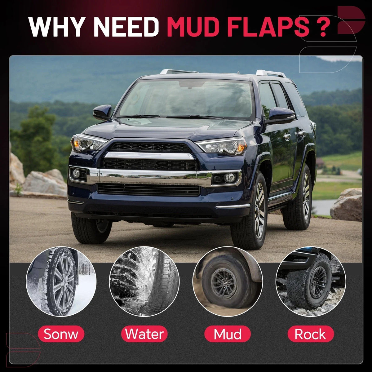 Set of 4 Mud Flaps for Toyota 4Runner (2010–2021) PT76989110