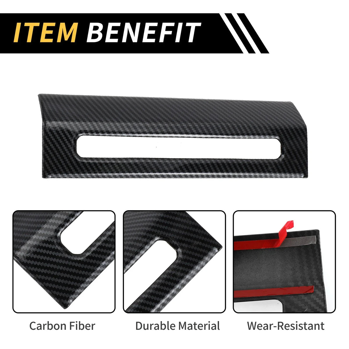 1 Pcs Emergency Light Switch Panel Trim for Ford F-150 (2015–2020) Carbon Fiber Black