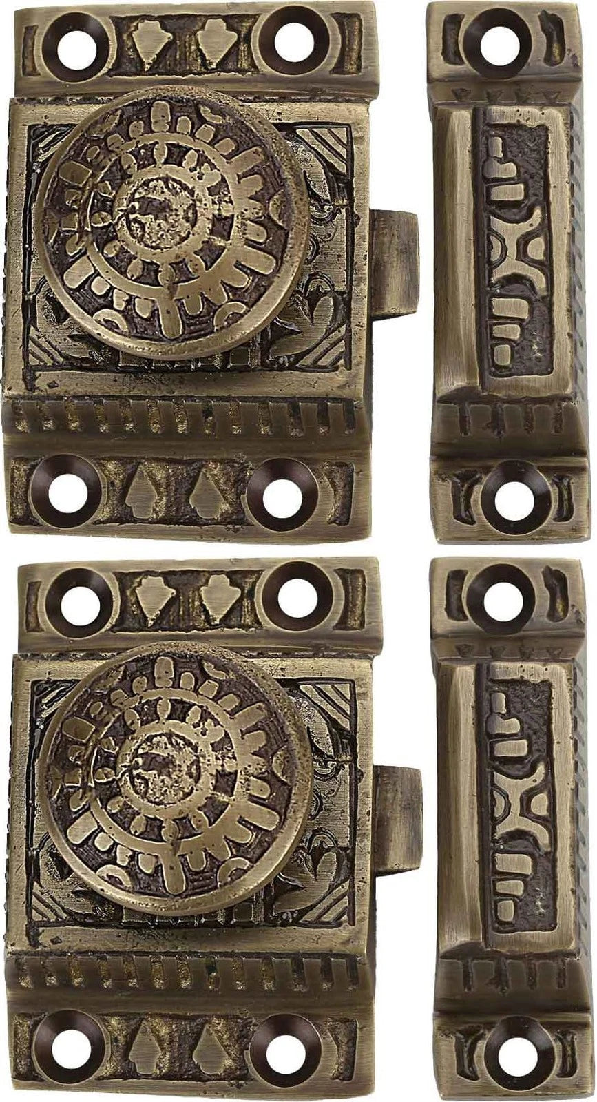 Set of 2 Solid Brass Cabinet Hinges 2 1/8" x 2 1/4" x 1 1/4"
