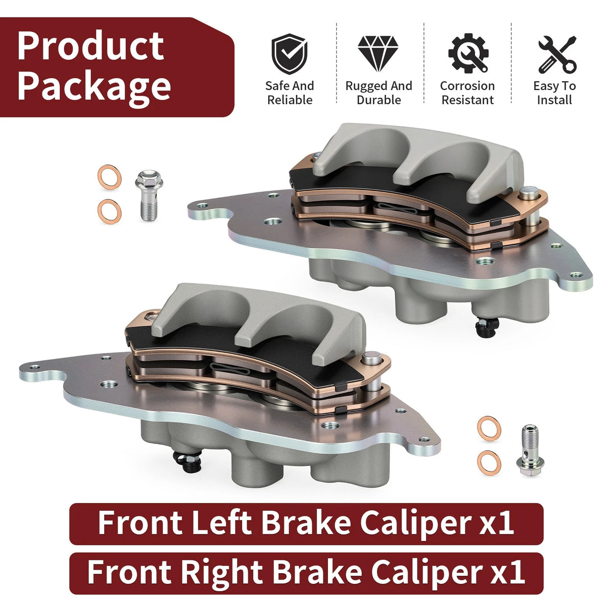 Set of 2 Front Brake Calipers with Pads for Polaris RZR PRO XP 4 (2020–2025) 1913467, 1913468