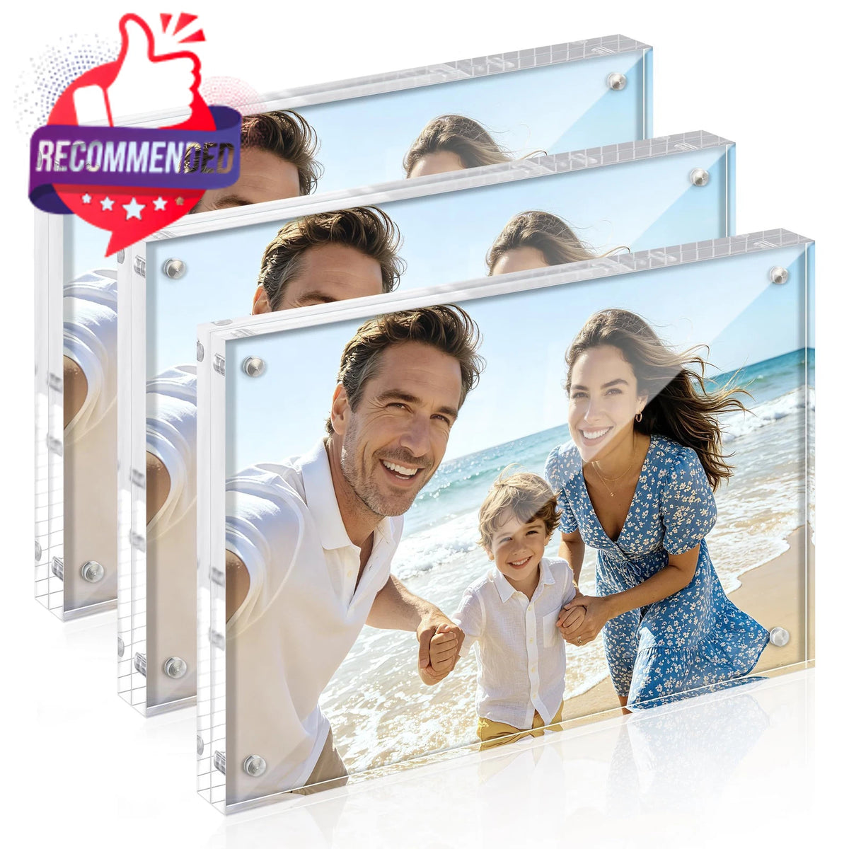 3X Acrylic Picture Frame 5x7 Magnetic Display Transparent Clear