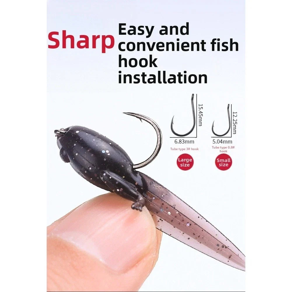 10PCS Robotic Tadpole Lure Floating Topwater Soft Bait for Bass Blackfish