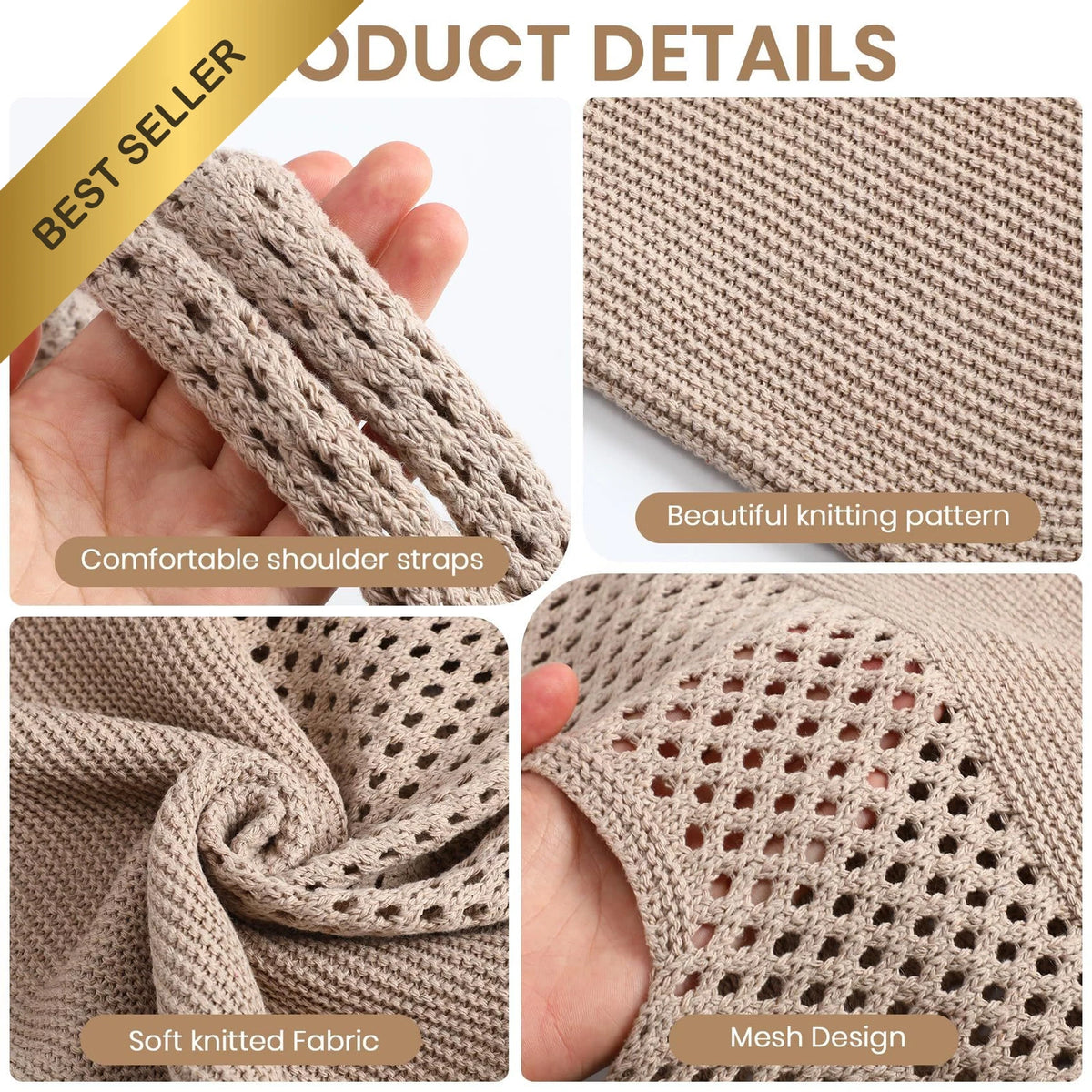 2X Crochet Mesh Beach Tote Bag for Women (Summer Vacation Boho)