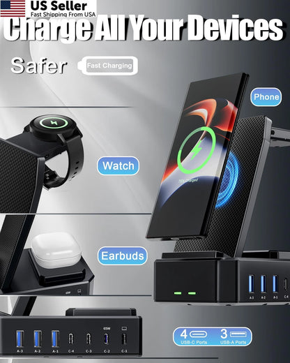Wireless Charger for Samsung (2010–2023) 300W 10 in 1, 5 Feet, Black