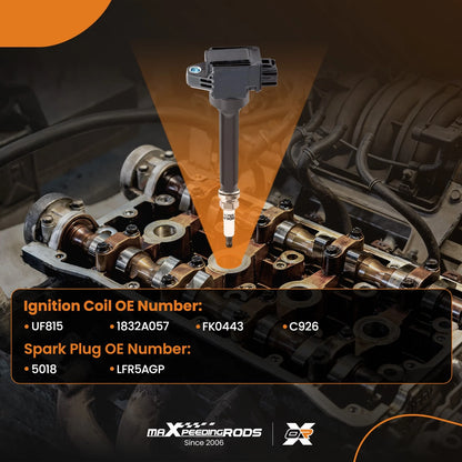 3X Ignition Coil + 3X Spark Plug for Mitsubishi Mirage 2014–2015 9W1B3E