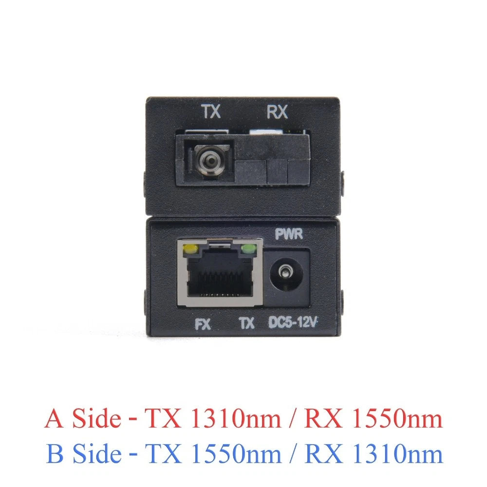 1 Pair Fiber Media Converter SC to RJ45 100/1000Mbps 20Km