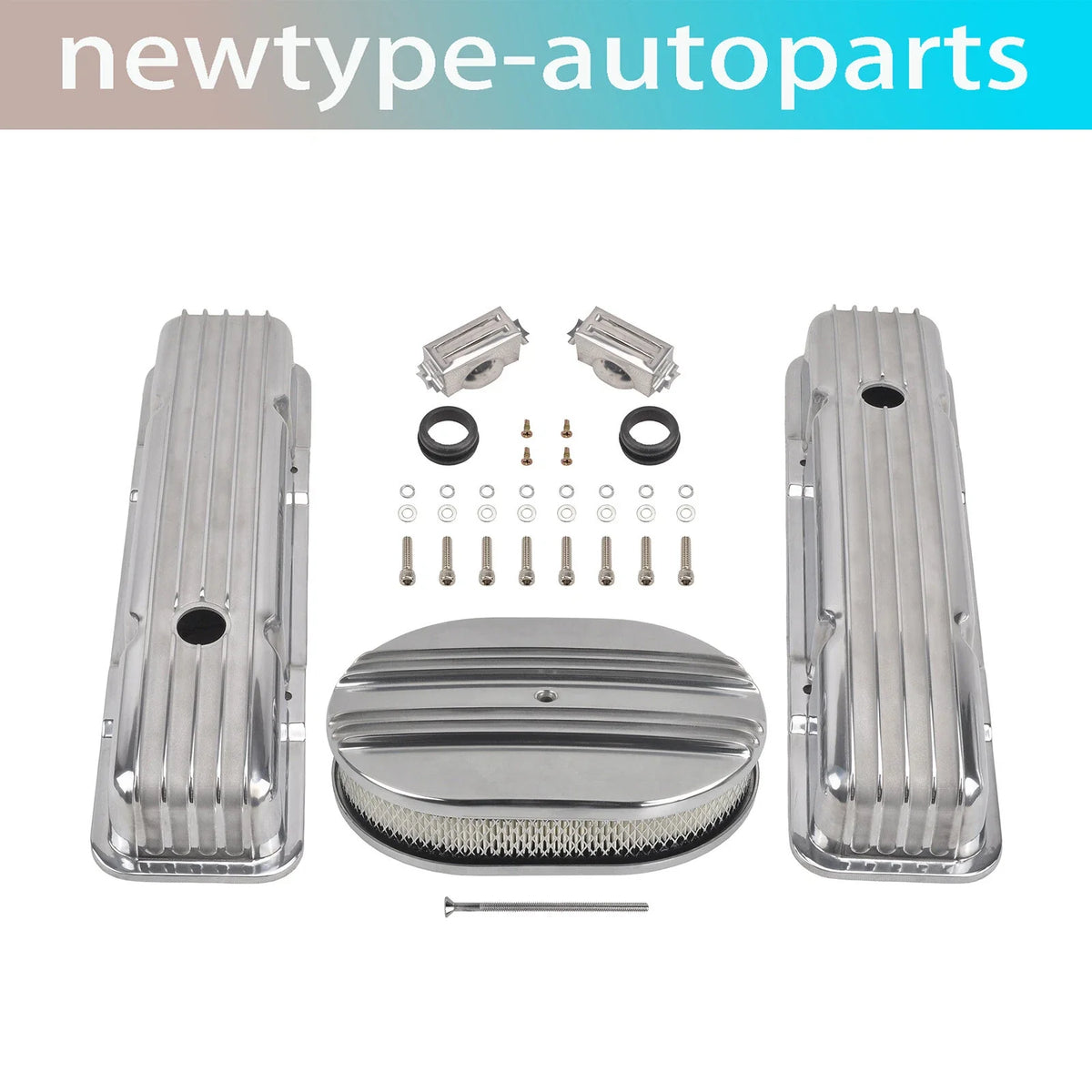 Short Valve Covers & 12" Oval Half Air Cleaner for Chevy SBC (1958–1986)