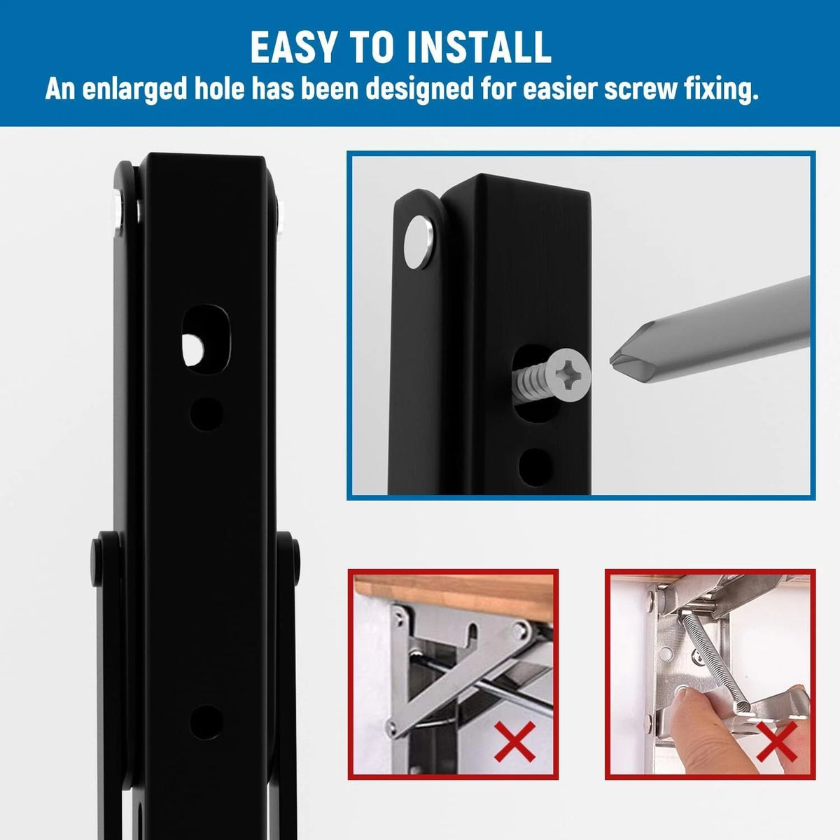 2X Heavy Duty 8-Inch Folding Shelf Brackets for Wall Mounting - Black