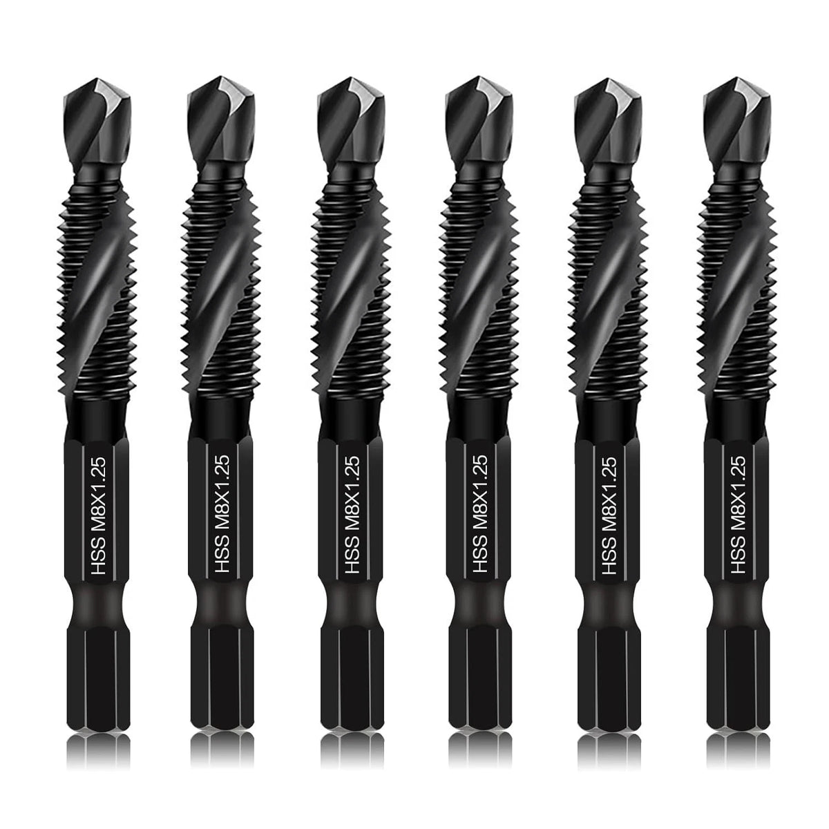 6 Packs M8 x 1.25 Combination Drill and Tap Bit Set (No Specific Years)