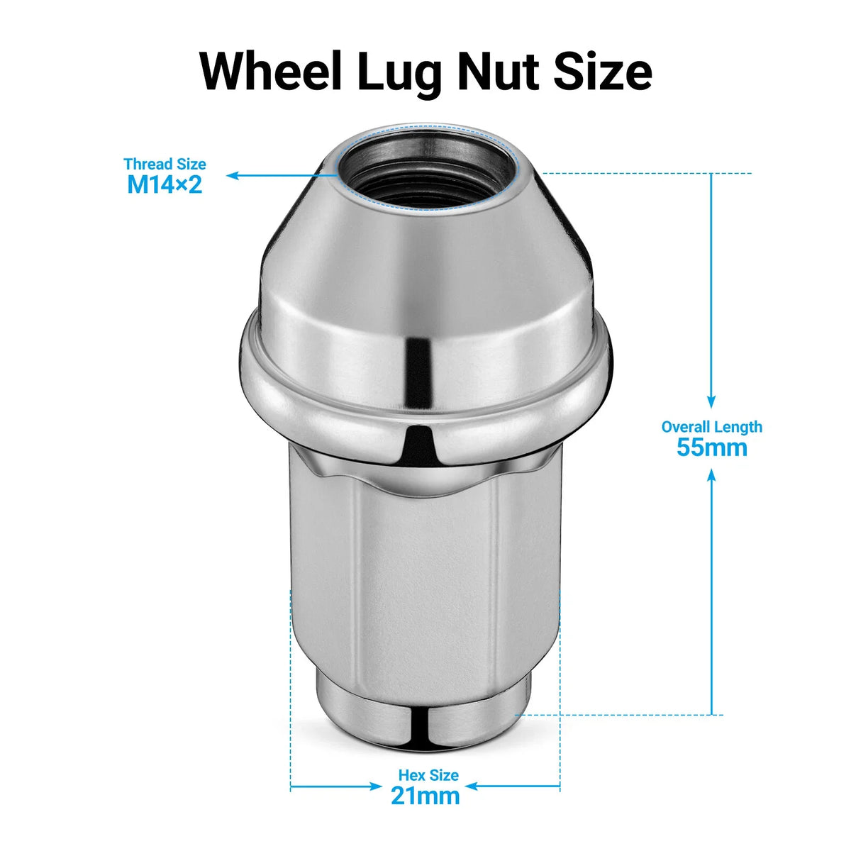 Set of 24 Chrome 14x2 Lug Nuts for Ford F-150/250/350 (2004–2014)