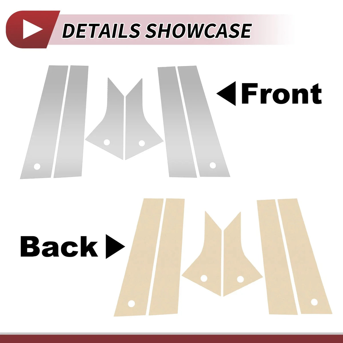 6 Pcs Door Pillar Window Trim for Ford Mach-E (2021–2023) Silver Tone