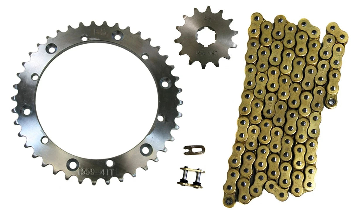 Gold 520x104 O-Ring Drive Chain & 14/41 Sprockets for Yamaha Banshee (1989–2006) K15481559520OG104