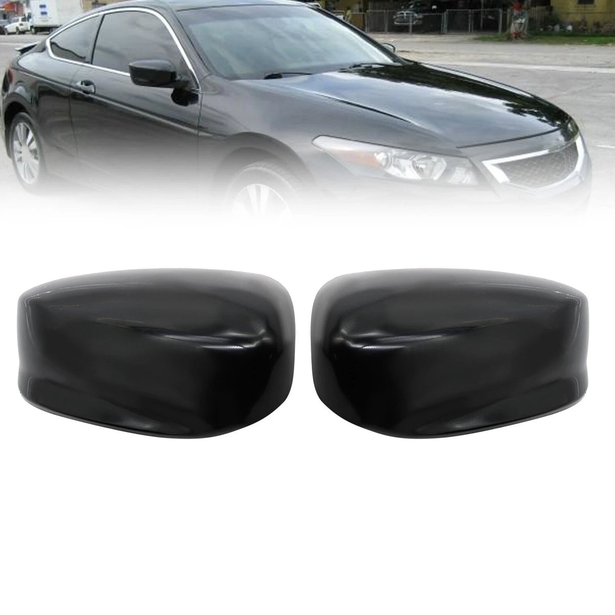 Gloss Black Left Rearview Mirror Cover Cap for Honda Accord (2008–2013) - Replacement
