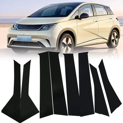 8x Gloss Black Exterior Pillar Posts Trim for BYD Dolphin (2022–2024)