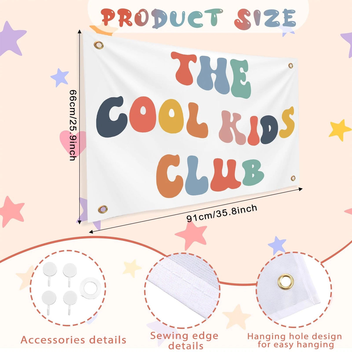 Cool Kids Club Wall Banner for Playroom Decor (36 x 26 inches)